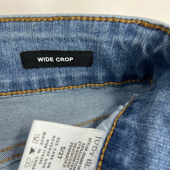 Judy Blue Wide Leg Crop Jeans Sz 5/27 Light Wash Blue Cooling Denim JB88616 High - Picture 8 of 15